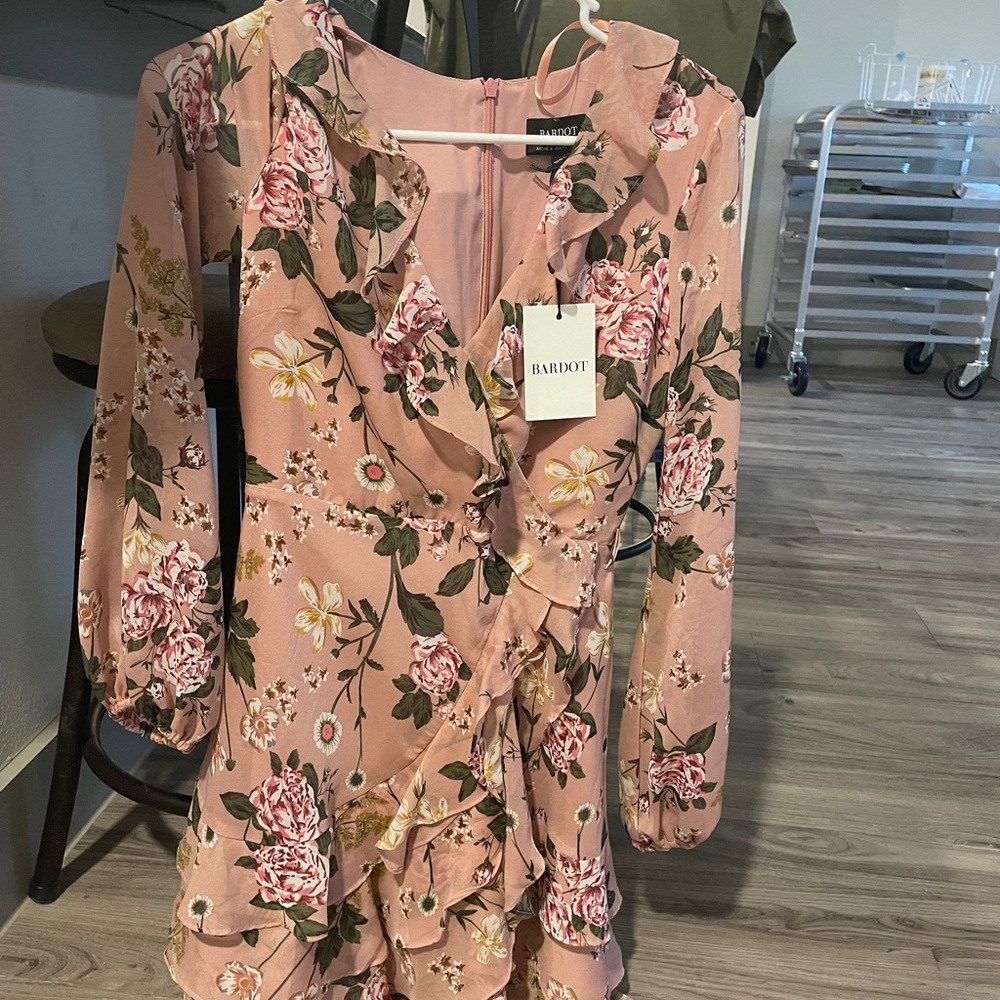Floral & Ruffle Bardot Dress